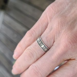 925 Silver Mexico stamped design Ring size 6 Vintage